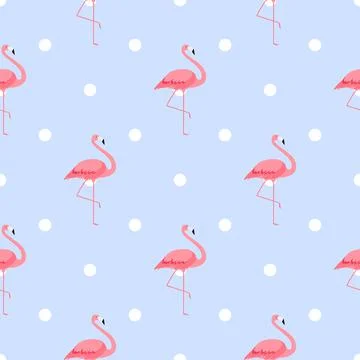Pink Flamingo Cute Seamless Pattern Background Illustration Stock Illustration