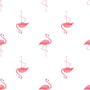 Pink Flamingo Cute Seamless Pattern Background Illustration 스톡 일러스트