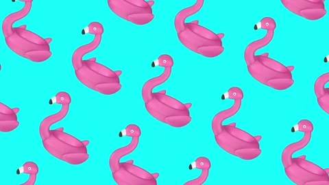 Pink flamingo pattern background moves smoothly Stock Footage 335774797