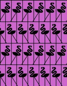Pink flamingo Pattern seamless. Bird on long legs Background. Kids fabric o.. Stock Illustration