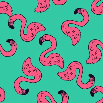 Pink flamingo pattern. Vector seamless Pink pattern of a tropical flamingo bird Stock Illustration