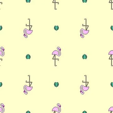 Pink flamingo pixel art pattern seamless. 8 bit water bird with pale pink p.. 스톡 일러스트