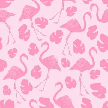 Pink Flamingo Seamless Pattern Background Stock Illustration