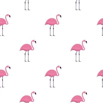 Pink Flamingo Seamless Pattern Background. Vector Illustration 스톡 일러스트