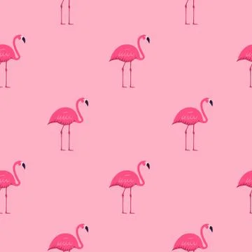 Pink Flamingo Seamless Pattern Background. Vector Illustration 스톡 일러스트