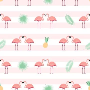Pink Flamingo Seamless Pattern Background. Vector Illustration Illustrazione stock