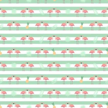 Pink Flamingo Seamless Pattern Background. Vector Illustration イラスト素材