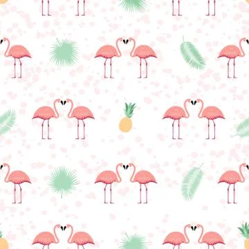 Pink Flamingo Seamless Pattern Background. Vector Illustration 스톡 일러스트