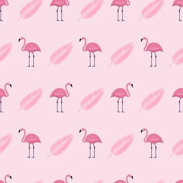 Pink Flamingo Seamless Pattern Background. Vector Illustration Illustrazione stock