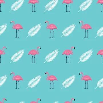 Pink Flamingo Seamless Pattern Background. Vector Illustration Stockillustratie