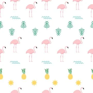 Pink Flamingo Seamless Pattern Background. Vector Illustration Illustrazione stock