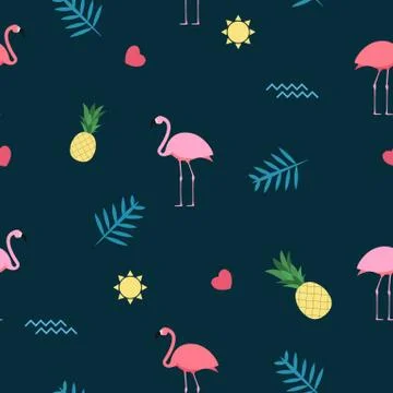 Pink Flamingo Seamless Pattern Background. Vector Illustration Stockillustratie