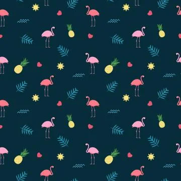Pink Flamingo Seamless Pattern Background. Vector Illustration Stock Illustration