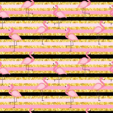Pink Flamingo Seamless Pattern Background. Vector Illustration Stock Illustration