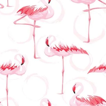 Pink flamingo seamless pattern 库存插图