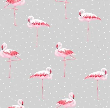 Pink flamingo seamless pattern 库存插图