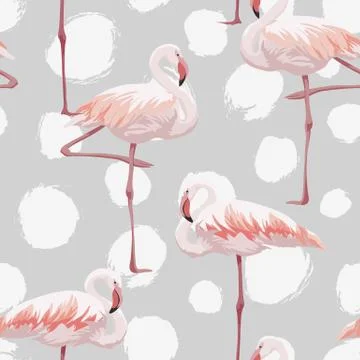 Pink flamingo seamless pattern 库存插图