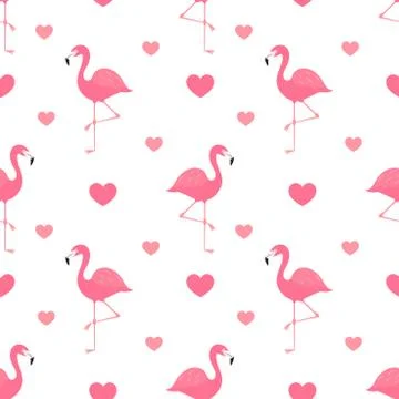 Pink flamingo seamless pattern. Vector illustration 스톡 일러스트