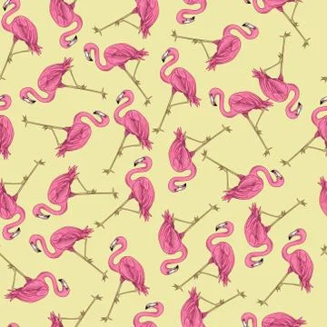 Pink flamingo seamless pattern. Vector illustration Stockillustratie