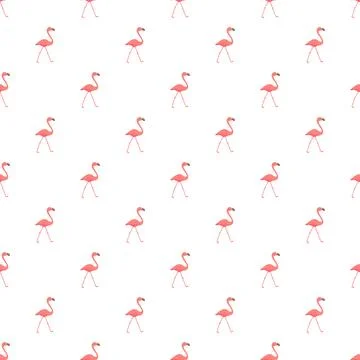 Pink flamingo walking seamless pattern design Stock Illustration