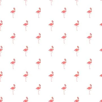 Pink flamingos standing in a seamless pattern design Stock Illustration