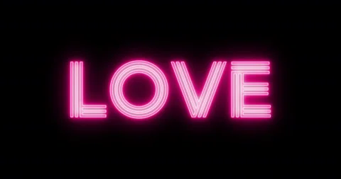 Pink flashing neon text Love on black ba... | Stock Video | Pond5