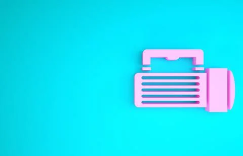 Pink Flashlight icon isolated on blue background. Tourist flashlight handle.  Stock Illustration