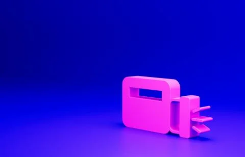 Pink Flashlight icon isolated on blue background. Minimalism concept. 3D render Stock Illustration