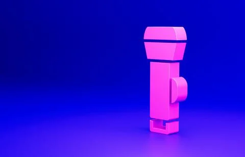 Pink Flashlight icon isolated on blue background. Minimalism concept. 3D render Stock Illustration