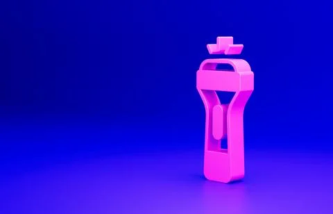 Pink Flashlight icon isolated on blue background. Minimalism concept. 3D render Stock Illustration