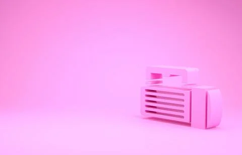 Pink Flashlight icon isolated on pink background. Tourist flashlight handle.  Illustration