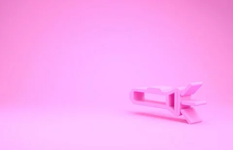 Pink Flashlight icon isolated on pink background. Minimalism concept. 3d illu 스톡 일러스트