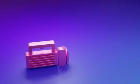 Pink Flashlight icon isolated on purple-blue background. Tourist flashlight.. Stock Illustration