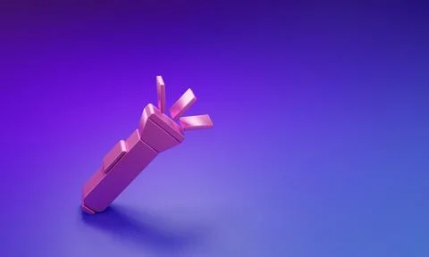 Pink Flashlight icon isolated on purple-blue background. Minimalism concept.. Stock Illustration