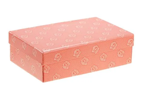 Pink flat box for ring isolated on white background. Foto stock