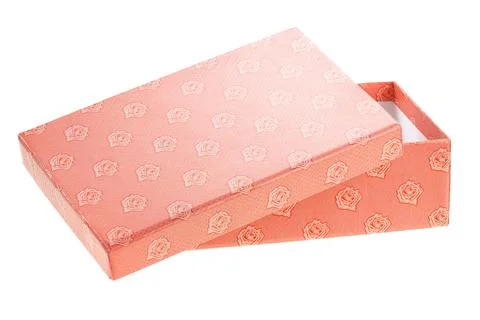 Pink flat box for ring isolated on white background. Foto stock