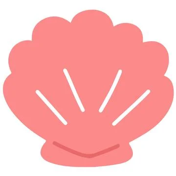 Pink flat color seashell single Stock Illustration
