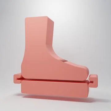 Pink Flat foot icon isolated on pink background. Minimalism concept. 3D ren.. Stock Illustration
