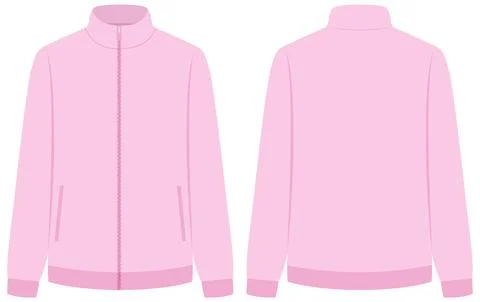 Pink Fleece Jacket Mockup Vector Illustration Front and Back View Stock Illustration