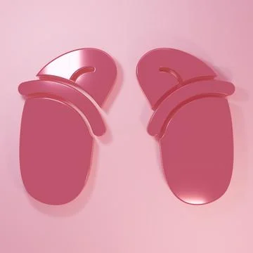 Pink Flip flops icon isolated on pink background. Beach slippers sign. Mini.. Stockillustratie