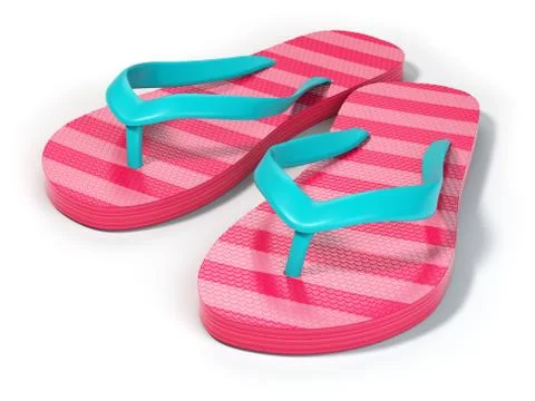 Pink flip flops isolated on white background. 스톡 일러스트