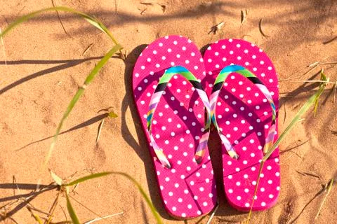 Pink flip flops Stock Photos