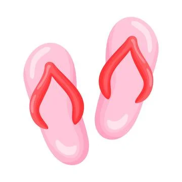 Pink Flip Flops Red Strap Summer Beach Clipart Stock Illustration