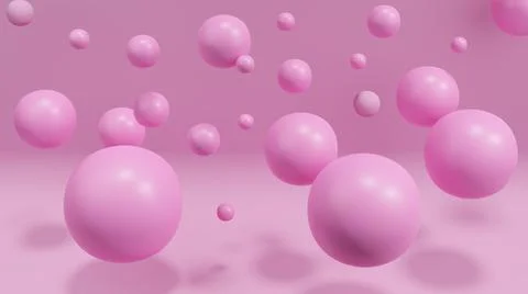 Pink floating balls on a soft background, 3d illustration. Stock Illustration