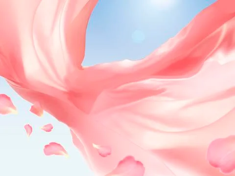 Pink floating fabric Illustrazione stock