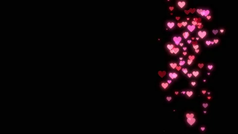 Pink floating hearts black background Stock Footage 147937817