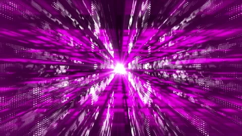 Pink floating particles in digital technologic 3d cyberspace with light rays. Stock Footage 271331908