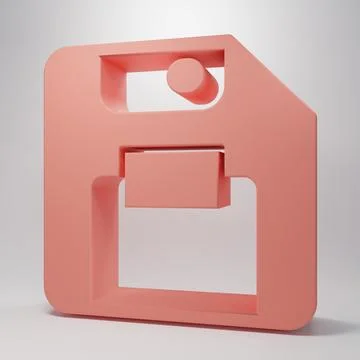 Pink Floppy disk for computer data storage icon isolated on pink background.. Stock Illustration