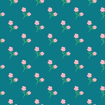 Pink flora half brick repeat seamless pattern background Stock Illustration