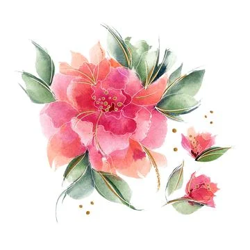 Pink floral composition with delicate fragrant rose flowers Stock Illustration